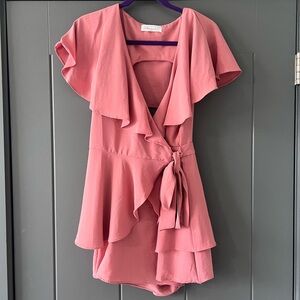 Elegant Pink Wrap Romper